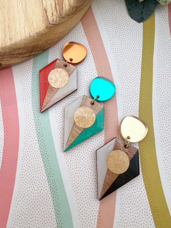 Big Colouful Geometric Earrings in 3 Styles