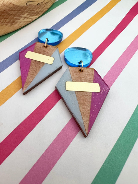 Colourful Geometric Earrings in Block Colours