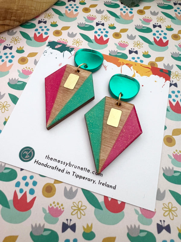 Colourful Geometric Earrings in Block Colours