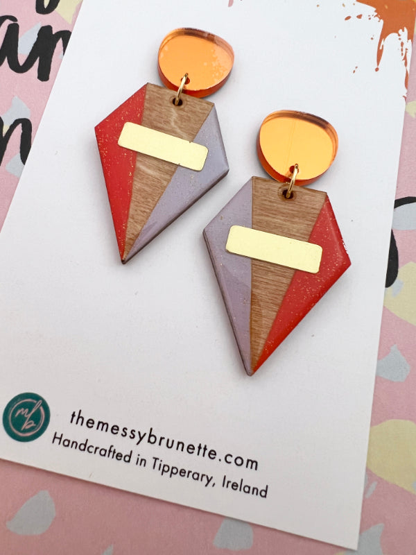 Colourful Geometric Earrings in Block Colours