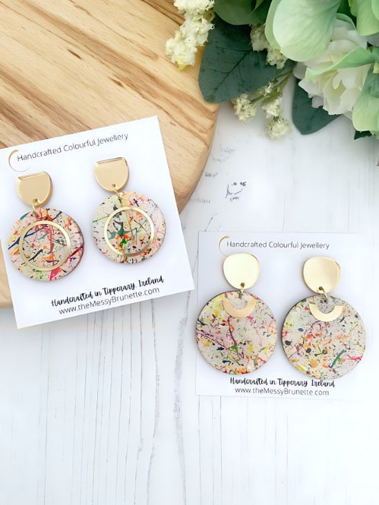 Multi Colour Paint Splatter Earrings | Large & Small Sizes