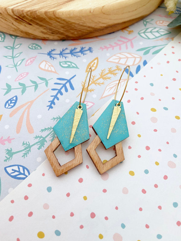 Gatsby Hoop Earrings in Aqua Blue