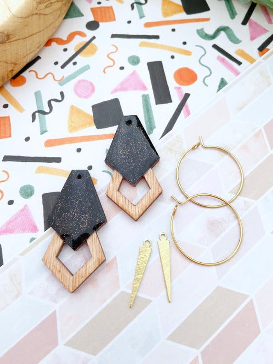 Gatsby Hoop Earrings in Black