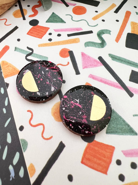 Large Splatter Stud Earrings | Shade Black