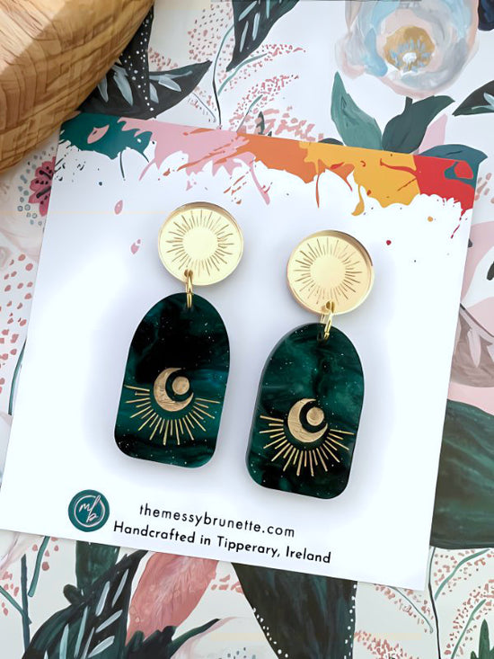 Celestial Sun Moon Earrings in 2 Styles