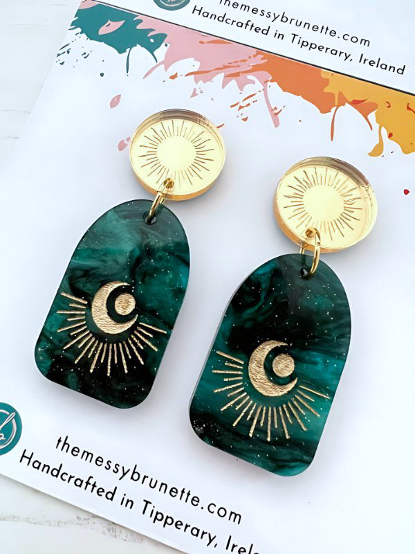 Celestial Sun Moon Earrings in 2 Styles