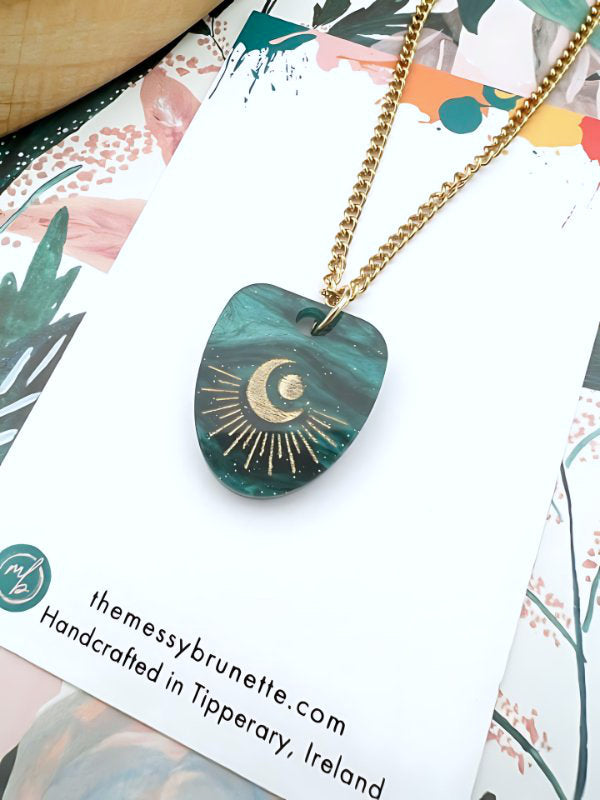 Celestical Glitter Sun & Moon Necklace