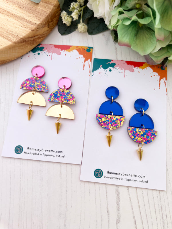 Disco Confetti Dancing Ladies | Pink Blue & Gold