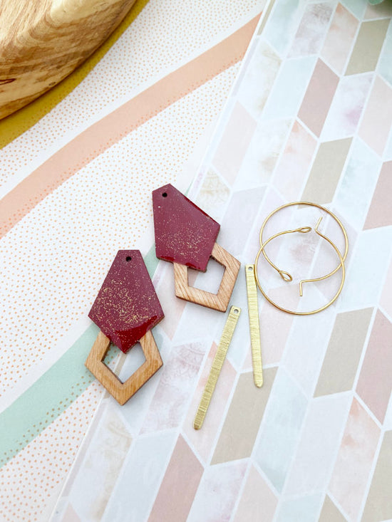 Gatsby Hoop Earrings in Cranberry