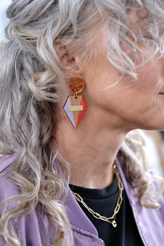 Colourful Geometric Earrings in Block Colours