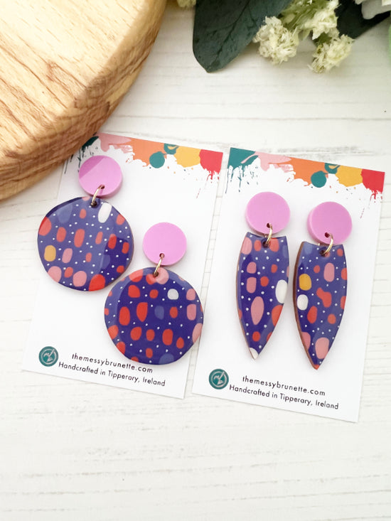 Dots and Dashes Purple & Sherbet Earrings | Bundle Discount Pack