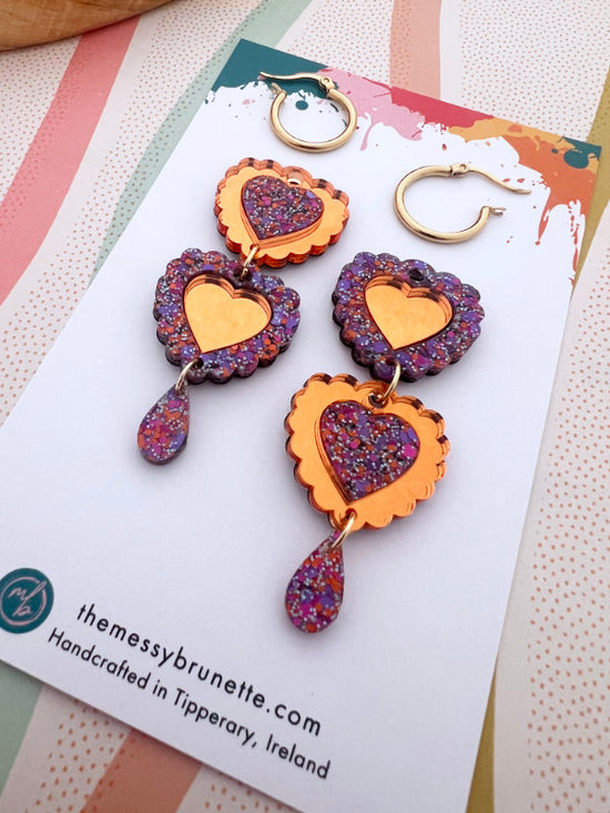 Double Heart Dangle Earrings in 2 Styles