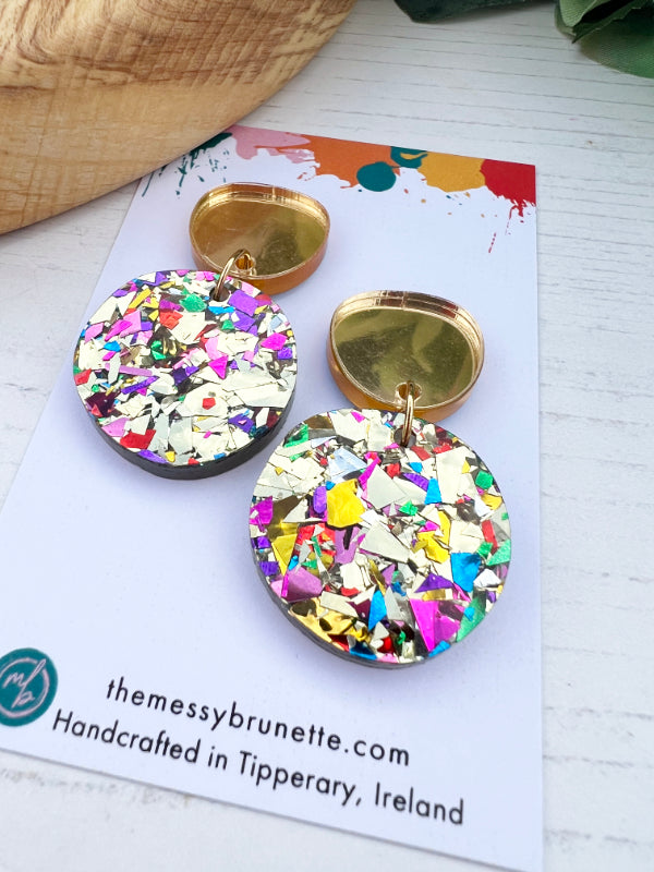 Disco Glitz Chunky Rounds Earrings - Gold Shards