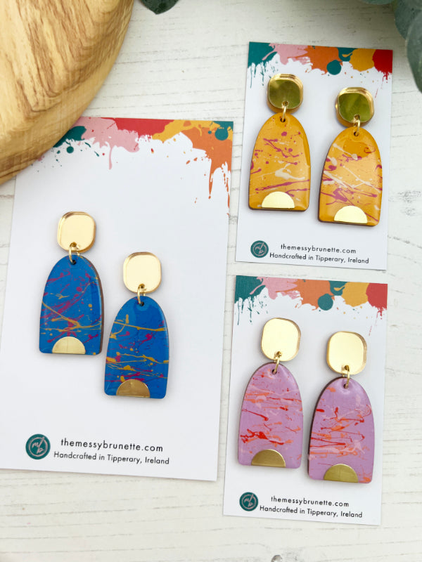 Paint Splash Earring Drops in 3 Colourways