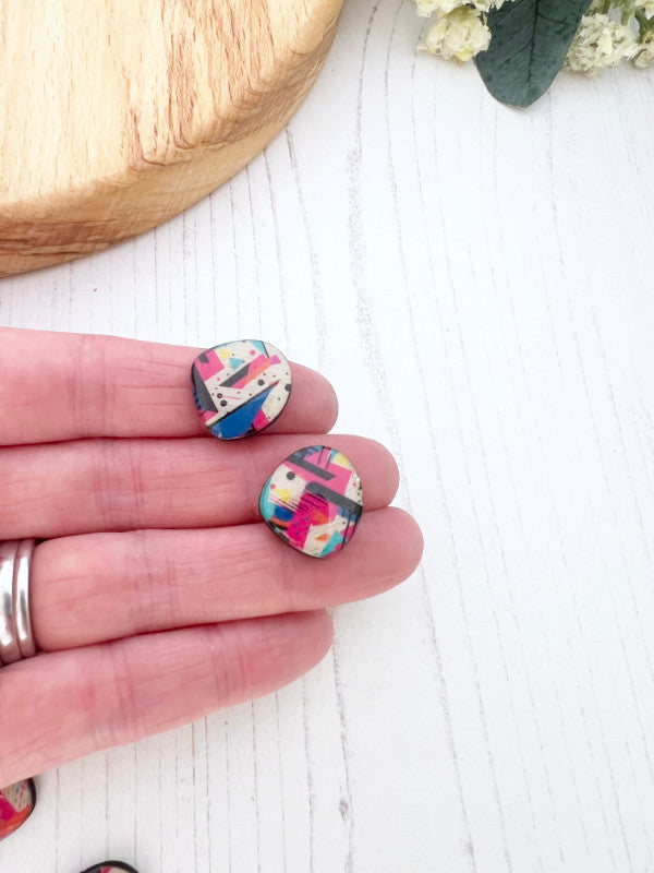 80s Retro Large Stud Earrings