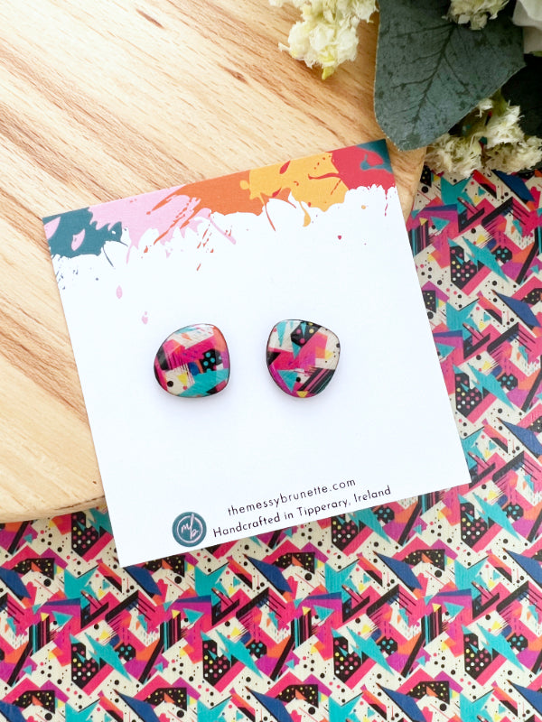 80s Retro Large Stud Earrings