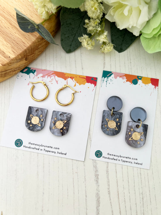 Planet Style Earrings with Studs or Hoops