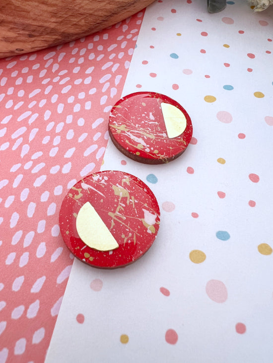 Large Splatter Stud Earrings | Shade Red