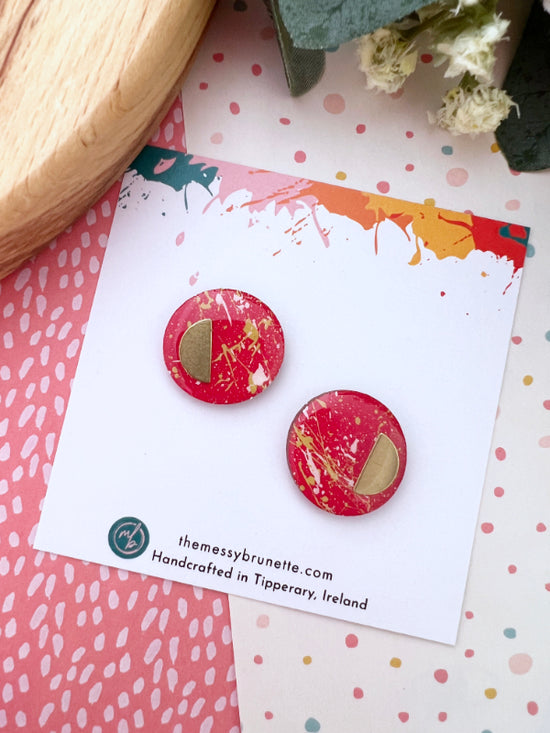 Large Splatter Stud Earrings | Shade Red