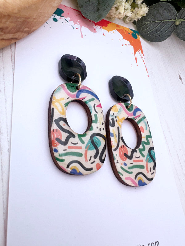 Abstract 80s Style Earrings in 2 Styles