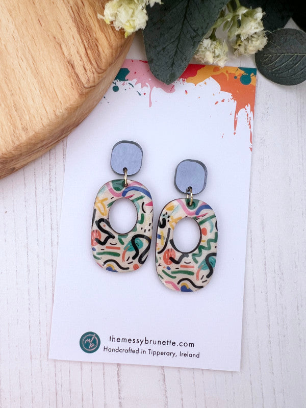 Abstract 80s Style Earrings in 2 Styles