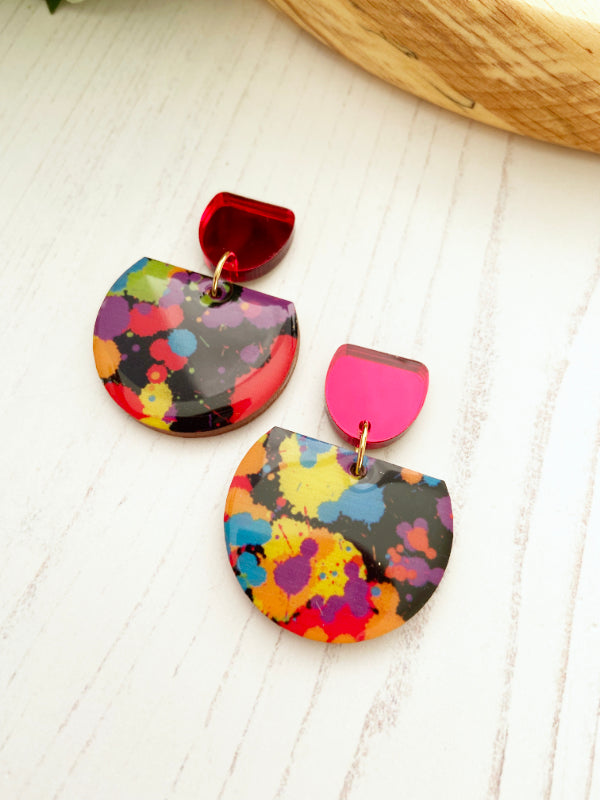 Multi Coloured Splatter Earrings