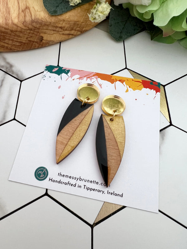 Black and Gold 'Opposites Painted Earring Drops