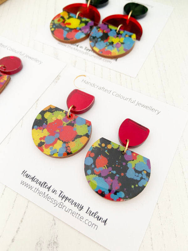 Multi Coloured Splatter Earrings