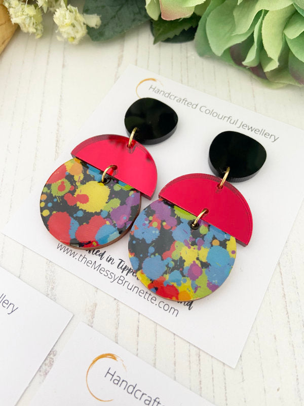 Multi Coloured Splatter Earrings