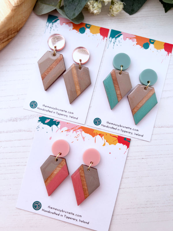 Colour Block Earrings in 3 Styles