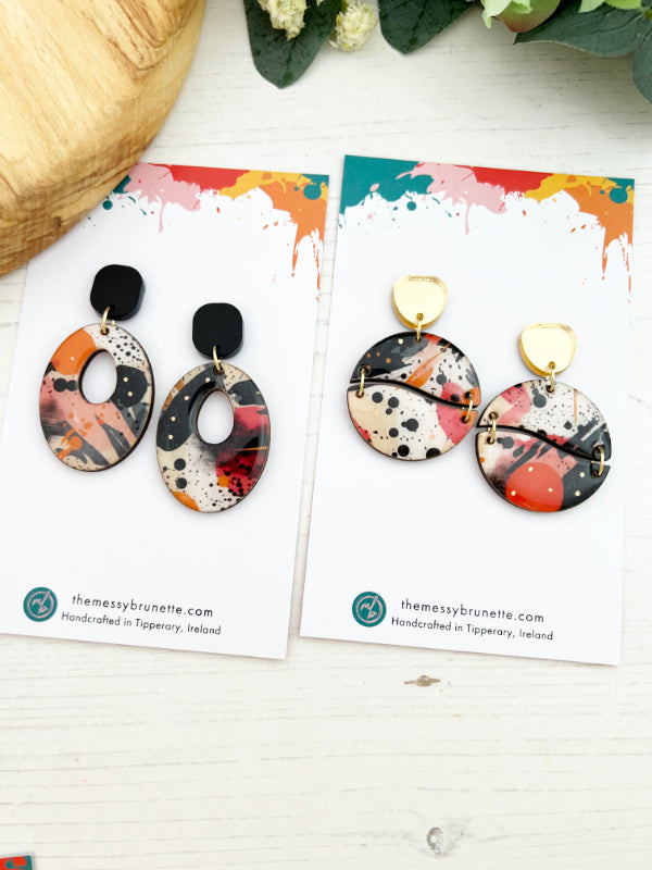 Painted Abstract Earrings in 2 Styles