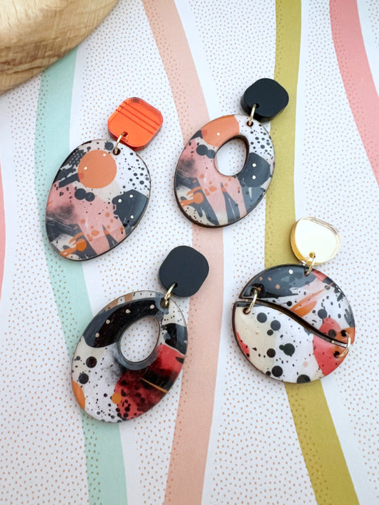 Painted Abstract Earrings in 2 Styles