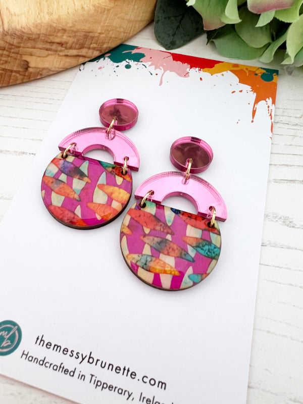 REDUCED | Multi Coloured Pink Statement Earrings in 2 Styles