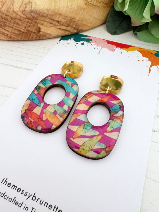 REDUCED | Multi Coloured Pink Statement Earrings in 2 Styles