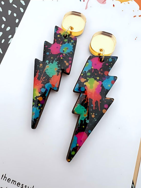 Lightening Bolt Splash Earrings in 2 Styles