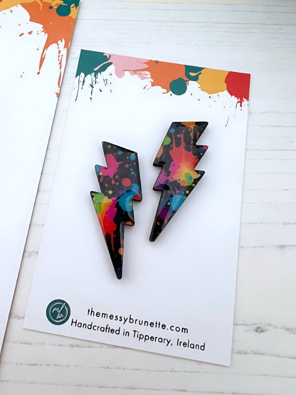 Lightening Bolt Splash Earrings in 2 Styles