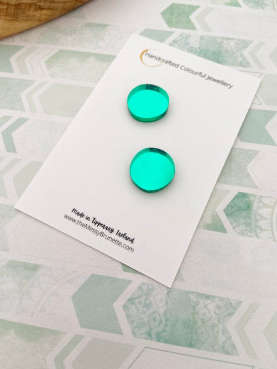 Colour Pop Wonky Stud Earrings in 6 Colours Earrings Fern Green The Messy Brunette