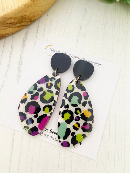 Colourful Leopard Print Drop Earrings Earrings Wing Shape The Messy Brunette