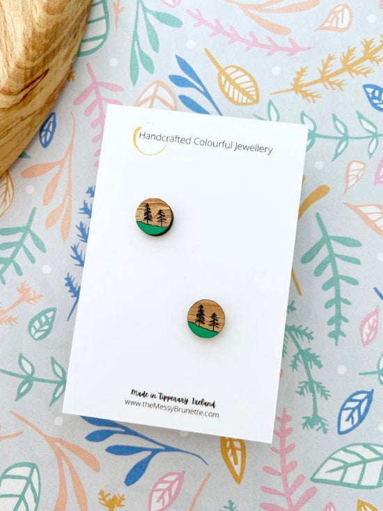 Eco Friendly Forest Stud Earrings Lasercut Small Studs TheMessyBrunette