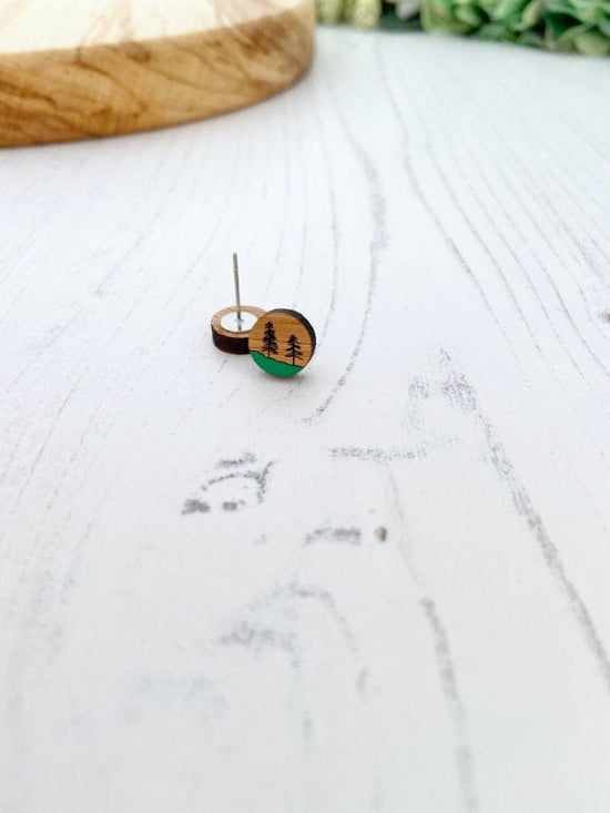 Eco Friendly Forest Stud Earrings Lasercut Small Studs TheMessyBrunette