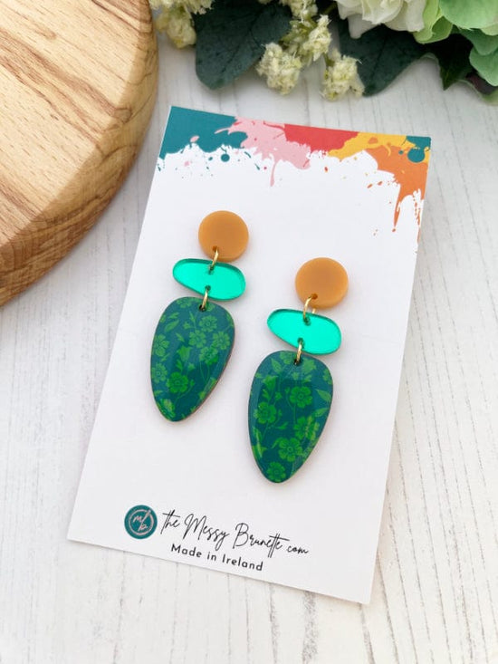 Green Flower Earrings Earrings Long Drop The Messy Brunette