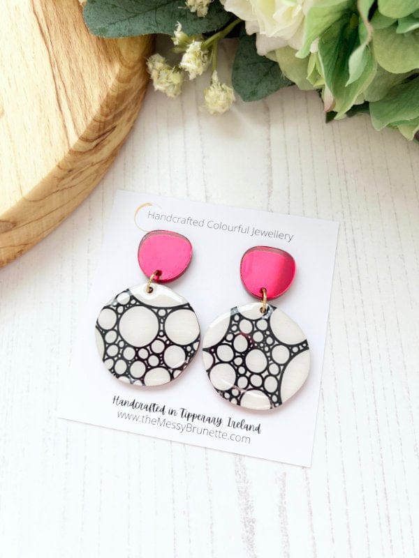 Monochrome Round Dangle Earrings Earrings Red Studs The Messy Brunette