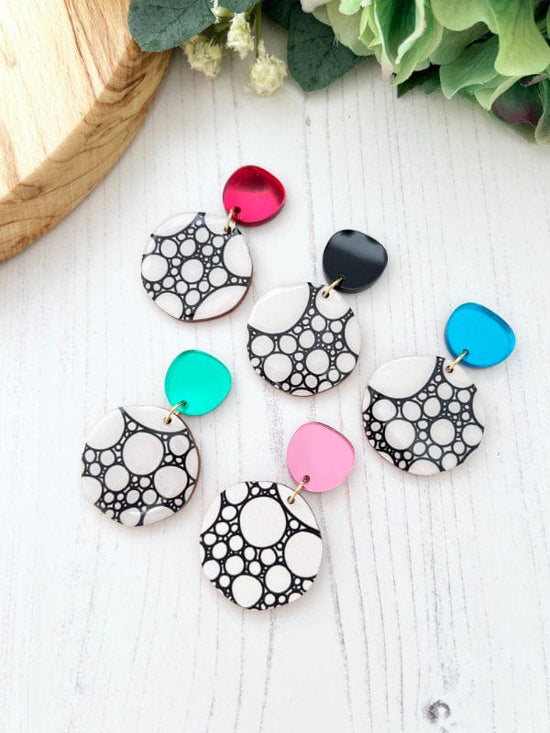 Monochrome Round Dangle Earrings Earrings The Messy Brunette