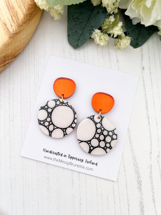 Monochrome Round Dangle Earrings Earrings Orange The Messy Brunette