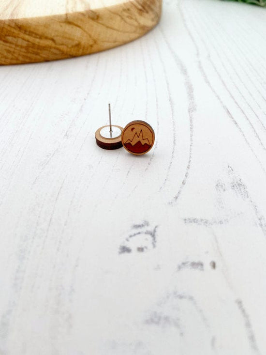 Mountain Stud Earrings Lasercut Small Studs TheMessyBrunette