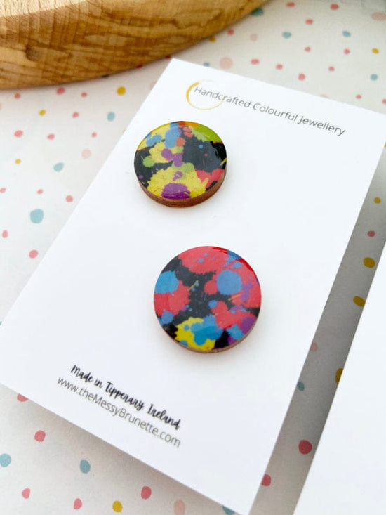 Multi Coloured Large Studs Earrings The Messy Brunette