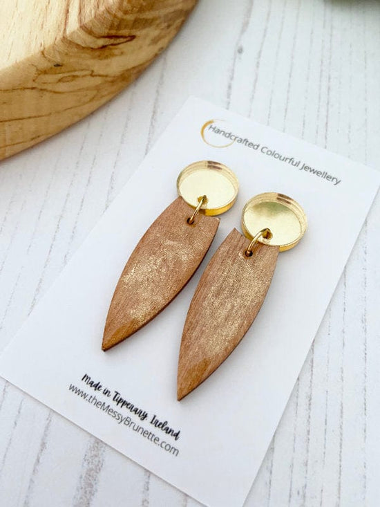 Small Hoop Dangle Wood Earrings Lasercut Hoops Small Acrylic Gold Studs TheMessyBrunette