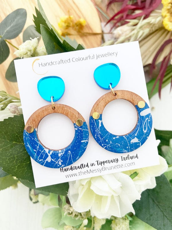 Splatter Circle Earrings Earrings Blue The Messy Brunette