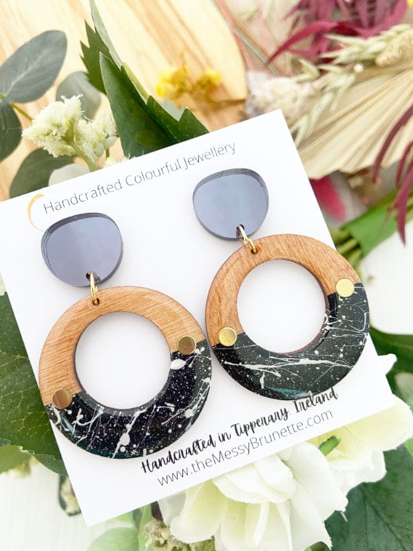 Splatter Circle Earrings Earrings Black The Messy Brunette