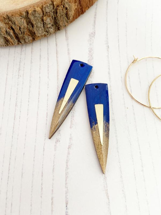 Spike Hoop Earrings in blue and gold with 30mm stainless steel hoops